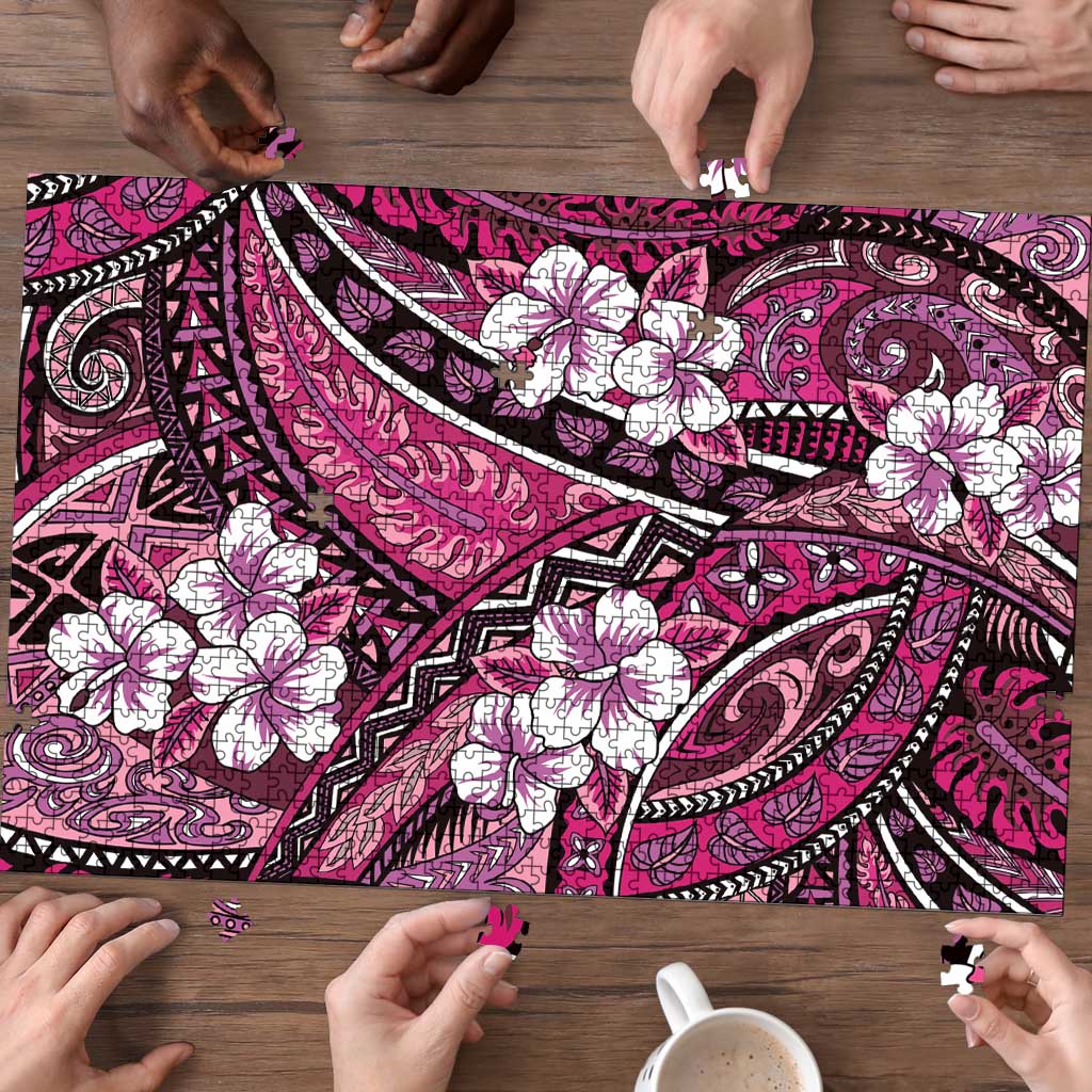 Polynesian Hibiscus Tropical Pink Floral Puzzle Tribal Pattern LT01 - Polynesian Pride
