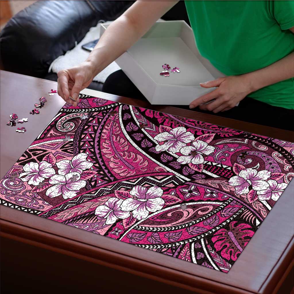 Polynesian Hibiscus Tropical Pink Floral Puzzle Tribal Pattern LT01 - Polynesian Pride