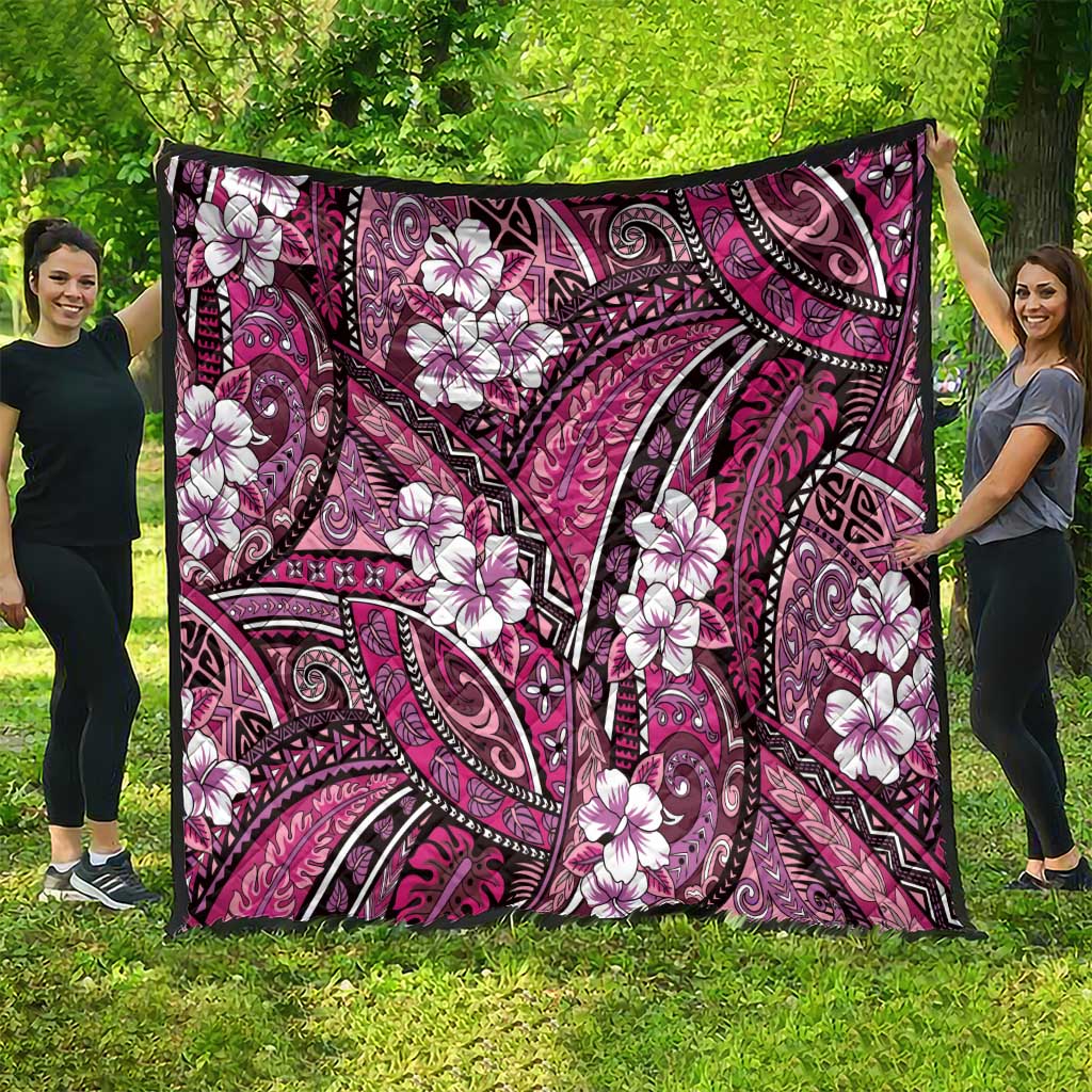 Polynesian Hibiscus Tropical Pink Floral Quilt Tribal Pattern - Polynesian Pride