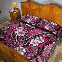 Polynesian Hibiscus Tropical Pink Floral Quilt Bed Set Tribal Pattern - Polynesian Pride