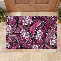 Polynesian Hibiscus Tropical Pink Floral Rubber Doormat Tribal Pattern LT01 Pink - Polynesian Pride