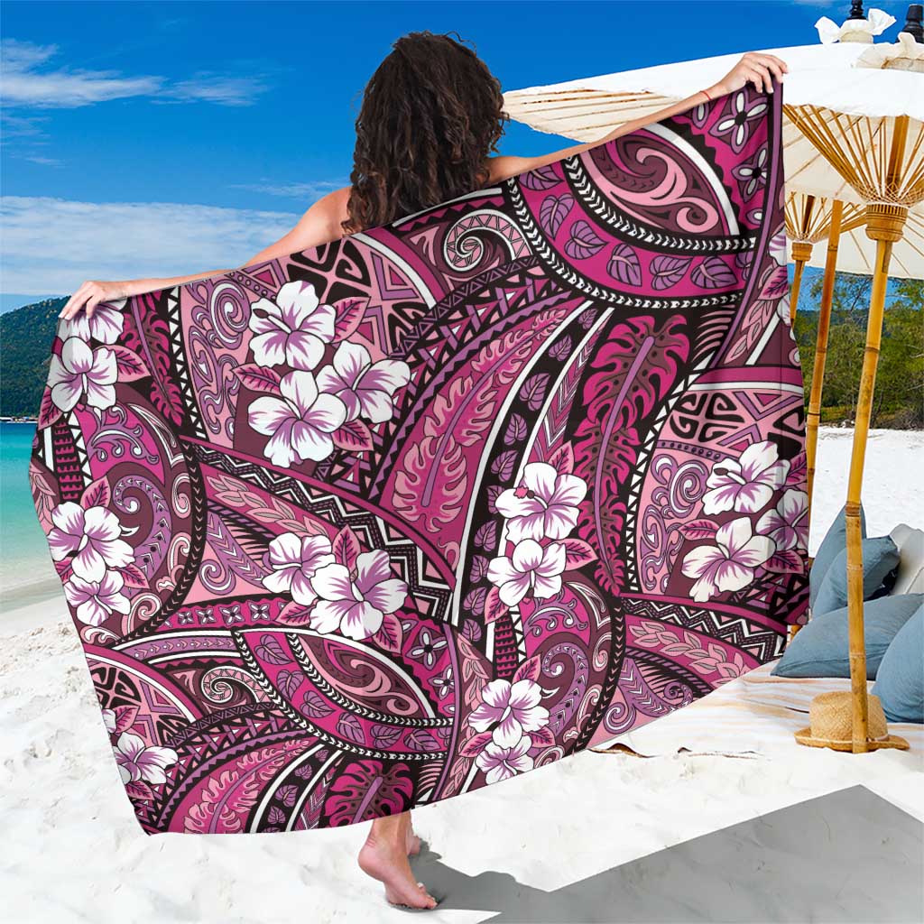 Polynesian Hibiscus Tropical Pink Floral Sarong Tribal Pattern - Polynesian Pride