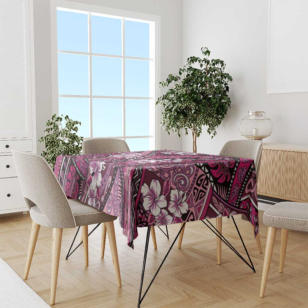 Polynesian Hibiscus Tropical Pink Floral Tablecloth Tribal Pattern LT01 - Polynesian Pride