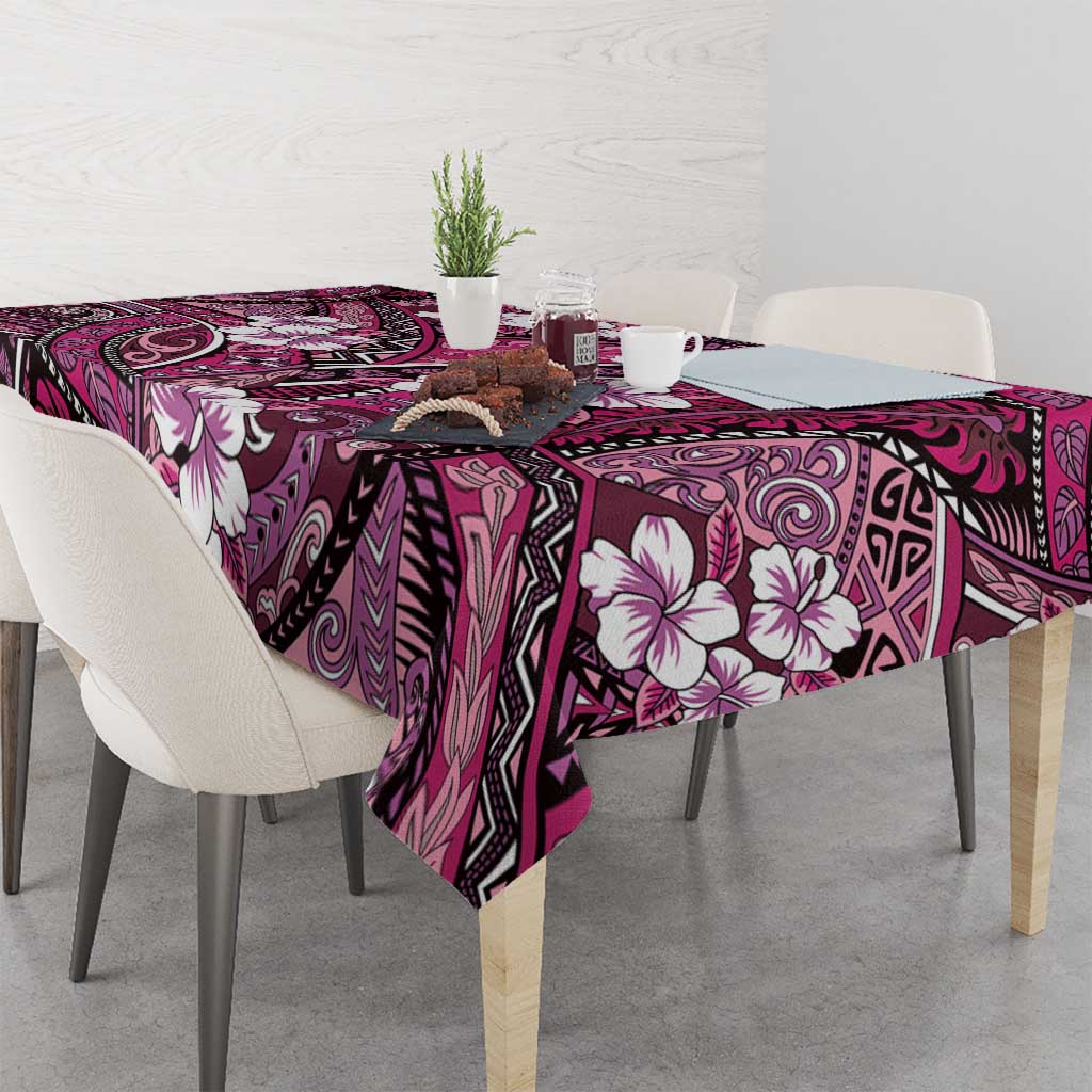 Polynesian Hibiscus Tropical Pink Floral Tablecloth Tribal Pattern LT01 - Polynesian Pride