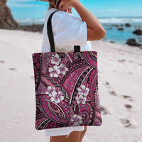 Polynesian Hibiscus Tropical Pink Floral Tote Bag Tribal Pattern - Polynesian Pride