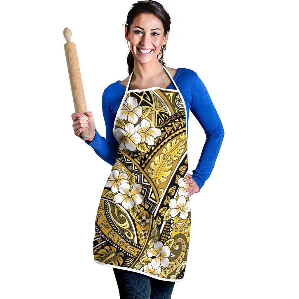 Polynesian Hibiscus Tropical Yellow Floral Apron Tribal Pattern LT01 - Polynesian Pride