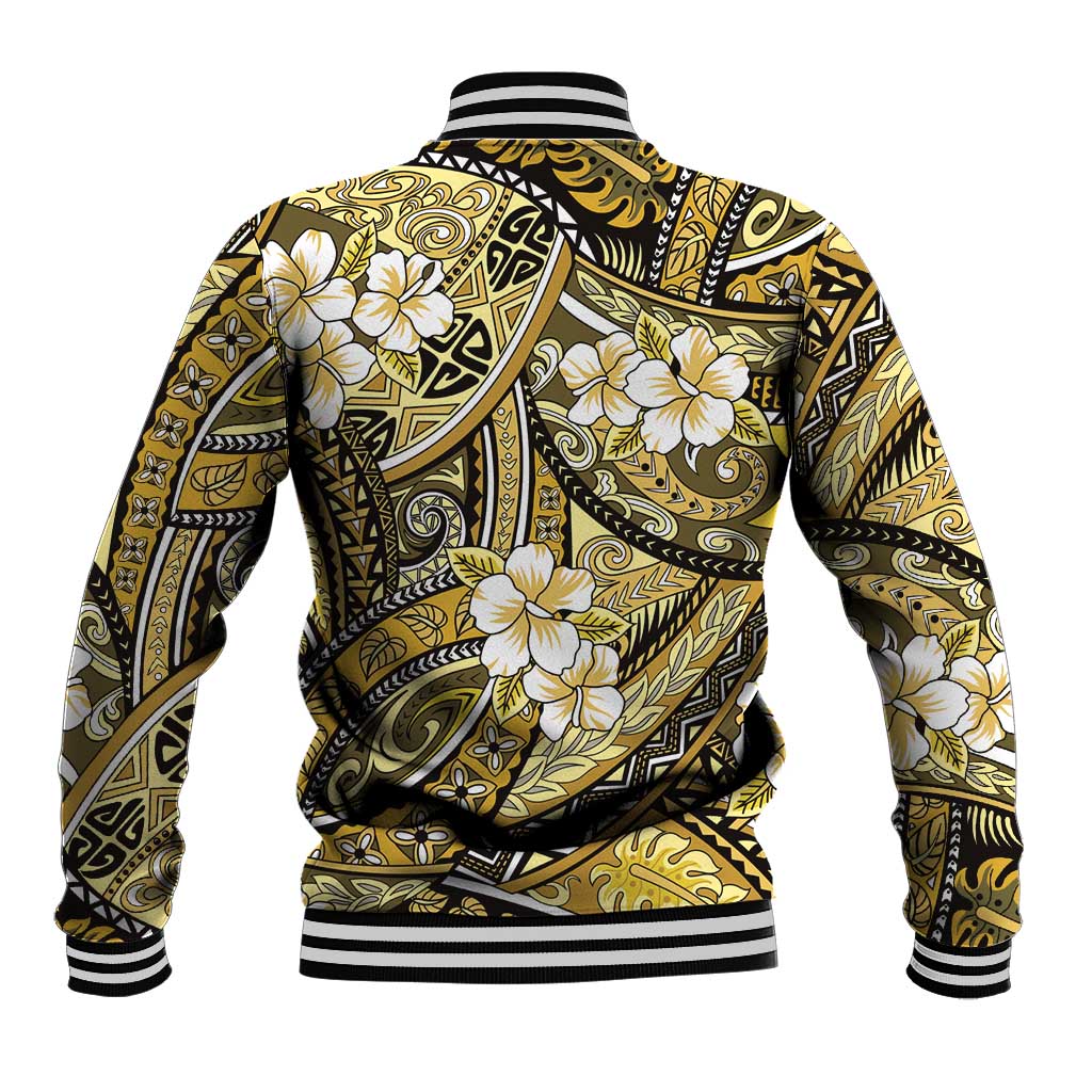 Polynesian Hibiscus Tropical Yellow Floral Baseball Jacket Tribal Pattern LT01 - Polynesian Pride