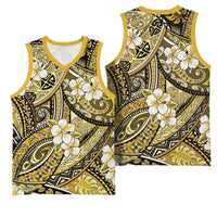 Polynesian Hibiscus Tropical Yellow Floral Basketball Jersey Tribal Pattern LT01 - Polynesian Pride