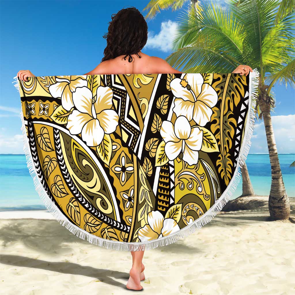 Polynesian Hibiscus Tropical Yellow Floral Beach Blanket Tribal Pattern LT01 - Polynesian Pride