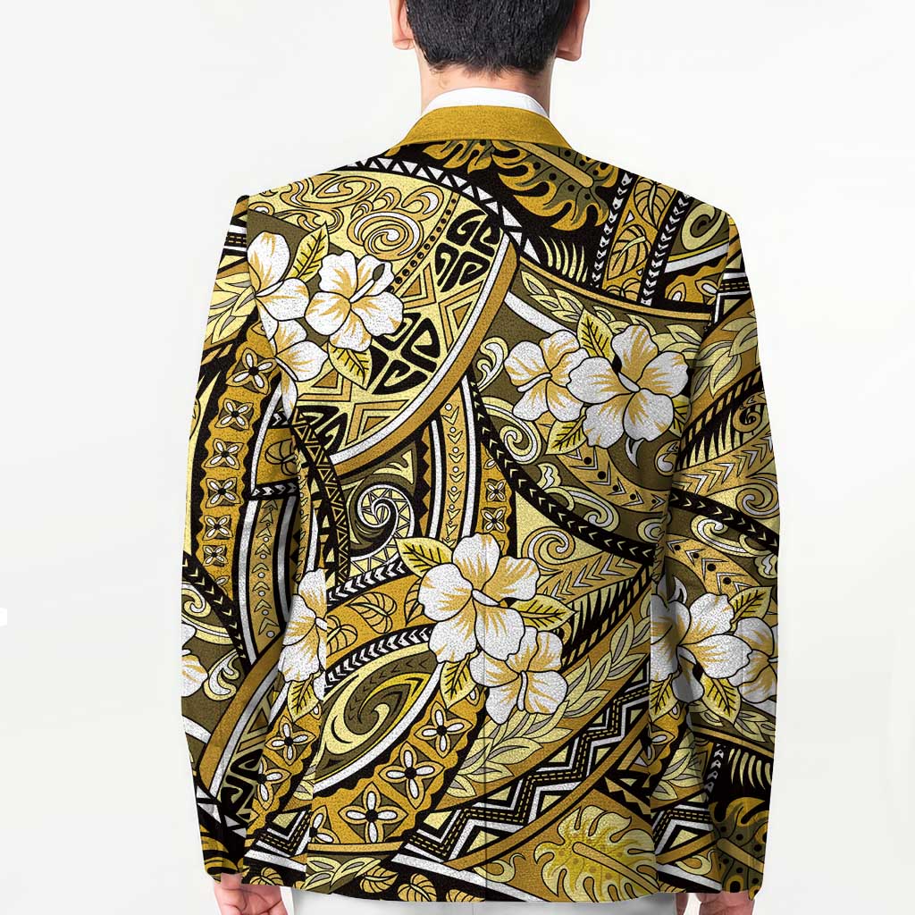 Polynesian Hibiscus Tropical Yellow Floral Blazer Tribal Pattern - Polynesian Pride