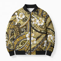 Polynesian Hibiscus Tropical Yellow Floral Bomber Puffer Jacket Tribal Pattern LT01 Unisex Yellow - Polynesian Pride