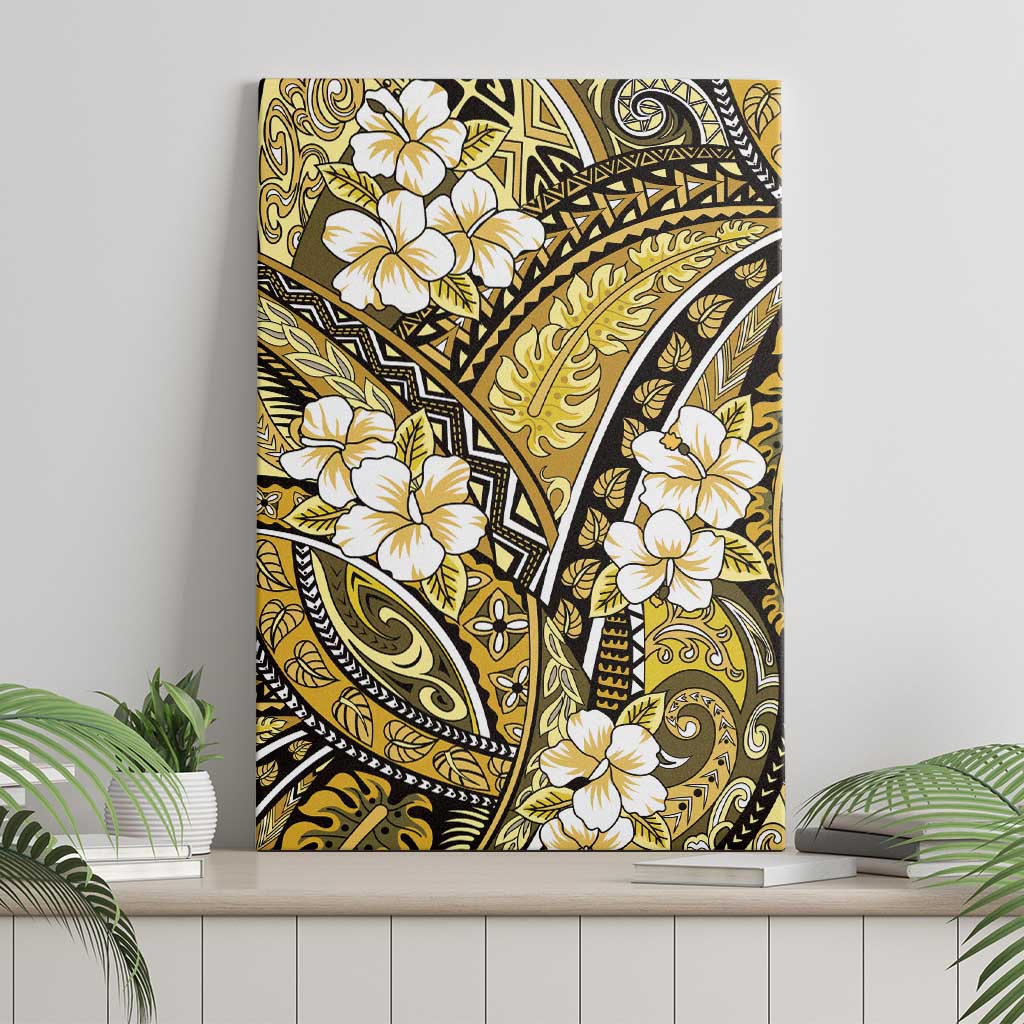 Polynesian Hibiscus Tropical Yellow Floral Canvas Wall Art Tribal Pattern LT01 - Polynesian Pride