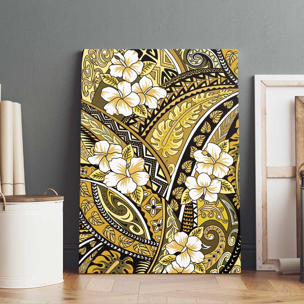 Polynesian Hibiscus Tropical Yellow Floral Canvas Wall Art Tribal Pattern LT01 - Polynesian Pride