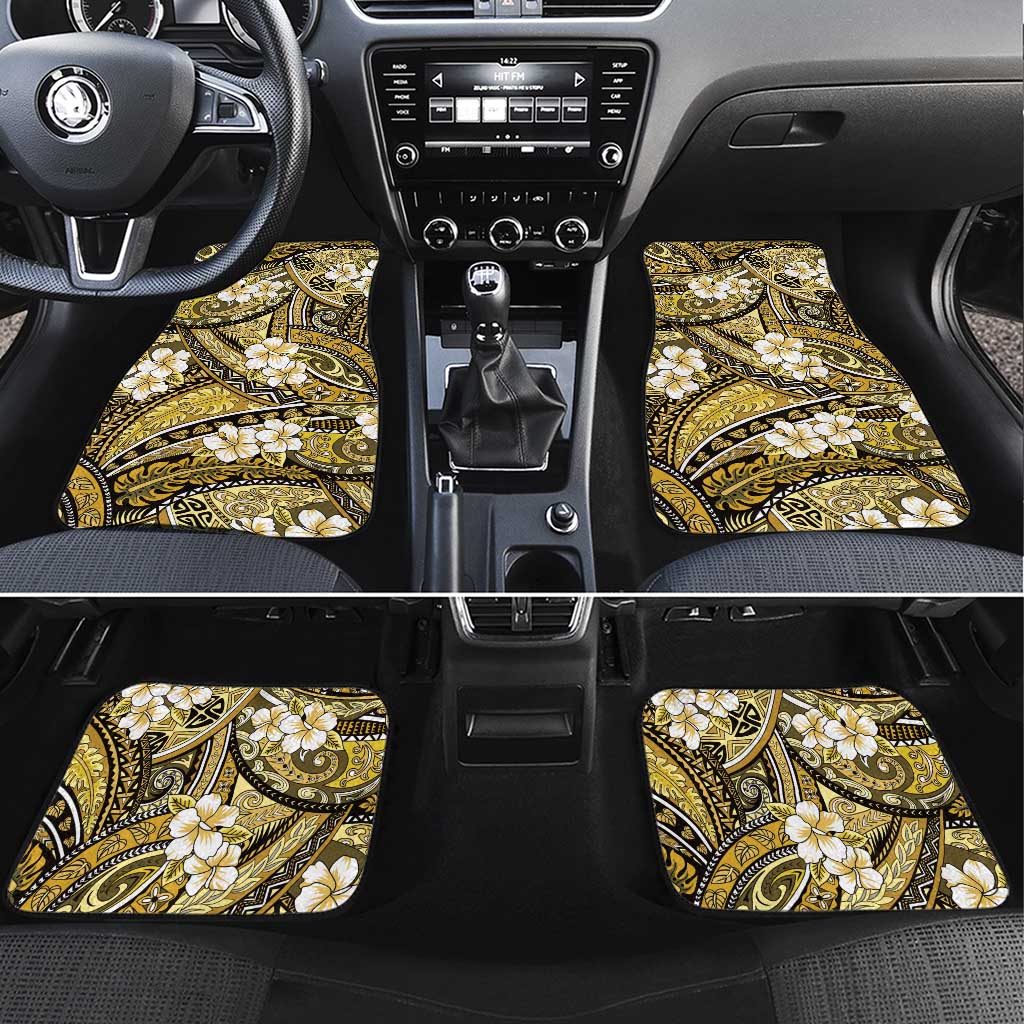 Polynesian Hibiscus Tropical Yellow Floral Car Mats Tribal Pattern LT01 Set 4pcs Yellow - Polynesian Pride