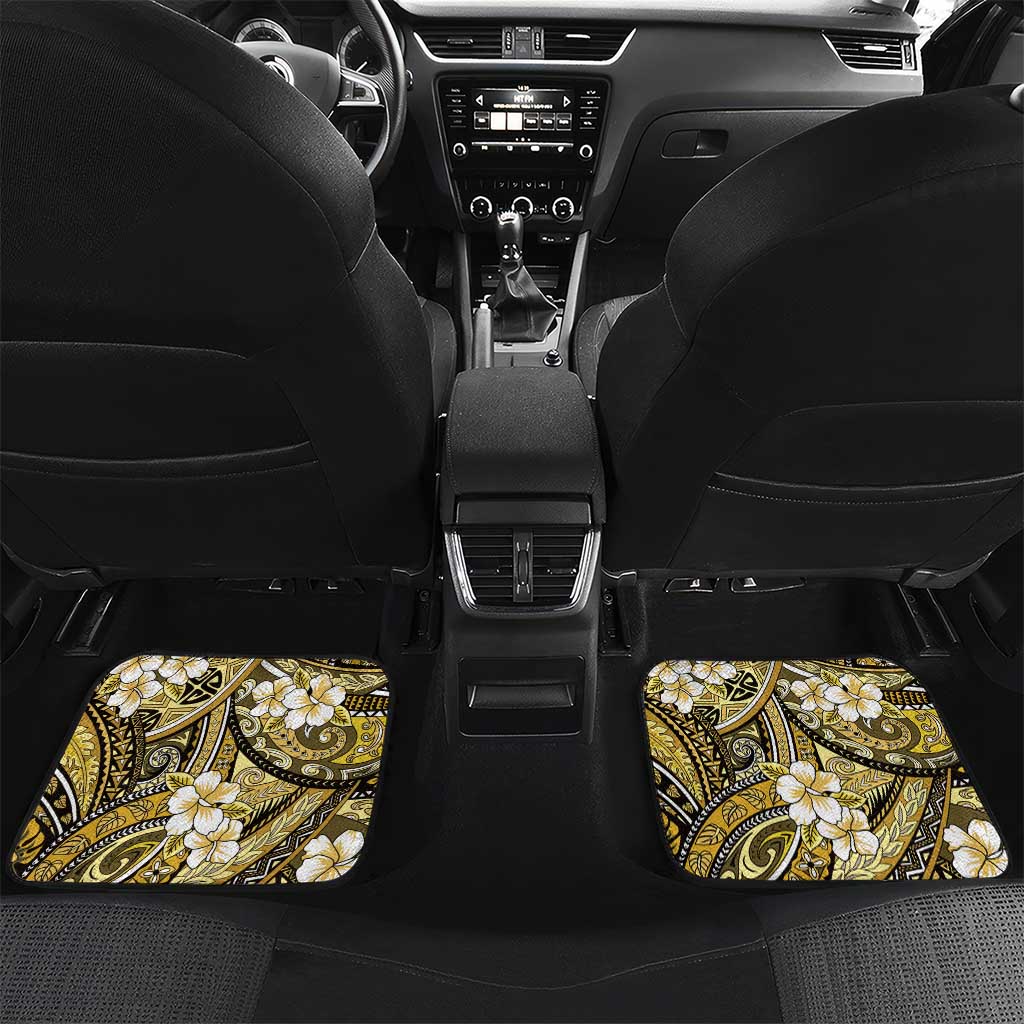 Polynesian Hibiscus Tropical Yellow Floral Car Mats Tribal Pattern LT01 Set 2pcs - Back Yellow - Polynesian Pride