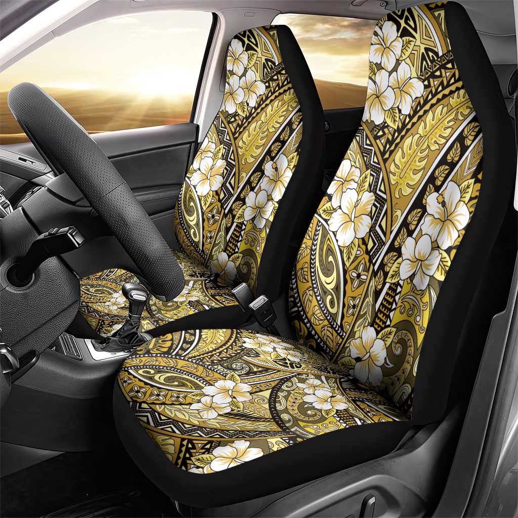 Polynesian Hibiscus Tropical Yellow Floral Car Seat Cover Tribal Pattern - Polynesian Pride