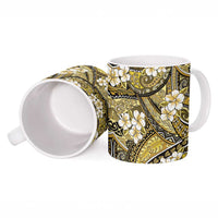 Polynesian Hibiscus Tropical Yellow Floral Ceramic Mug Tribal Pattern LT01 - Polynesian Pride
