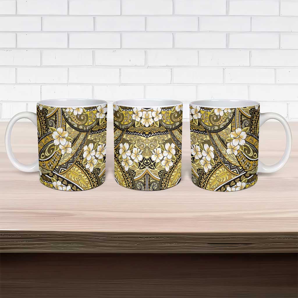 Polynesian Hibiscus Tropical Yellow Floral Ceramic Mug Tribal Pattern LT01 - Polynesian Pride