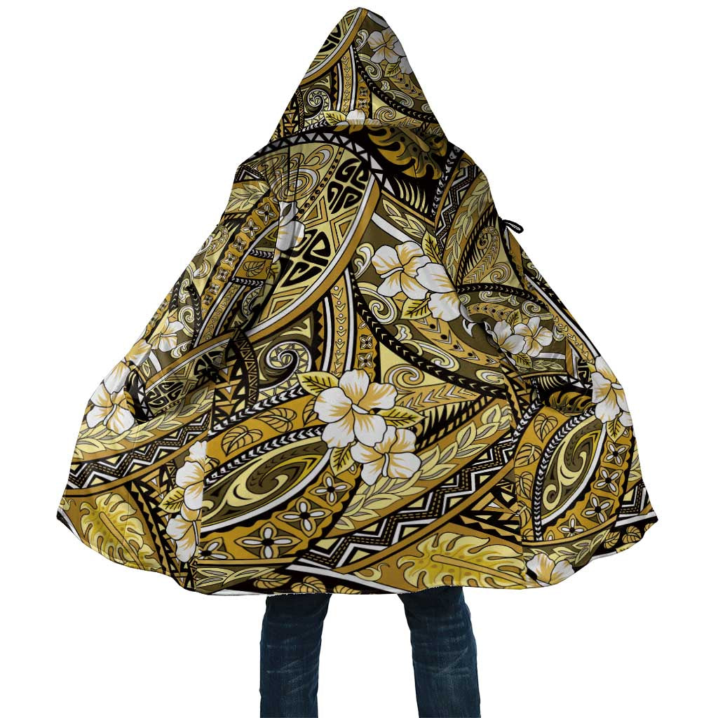 Polynesian Hibiscus Tropical Yellow Floral Cloak Tribal Pattern - Polynesian Pride