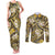 Polynesian Hibiscus Tropical Yellow Floral Couples Matching Tank Maxi Dress and Long Sleeve Button Shirt Tribal Pattern - Polynesian Pride