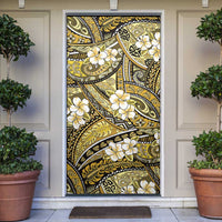 Polynesian Hibiscus Tropical Yellow Floral Door Cover Tribal Pattern - Polynesian Pride