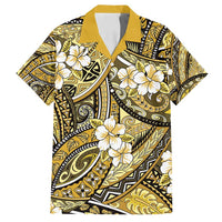 Polynesian Hibiscus Tropical Yellow Floral Family Matching Long Sleeve Bodycon Dress and Hawaiian Shirt Tribal Pattern - Polynesian Pride