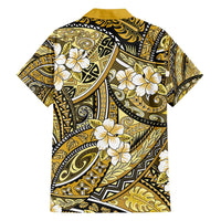 Polynesian Hibiscus Tropical Yellow Floral Family Matching Long Sleeve Bodycon Dress and Hawaiian Shirt Tribal Pattern - Polynesian Pride