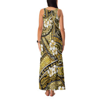 Polynesian Hibiscus Tropical Yellow Floral Family Matching Tank Maxi Dress and Hawaiian Shirt Tribal Pattern - Polynesian Pride