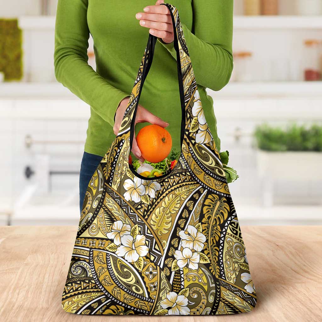 Polynesian Hibiscus Tropical Yellow Floral Grocery Bag Tribal Pattern LT01 - Polynesian Pride