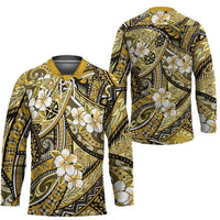 Polynesian Hibiscus Tropical Yellow Floral Hockey Jersey Tribal Pattern LT01 - Polynesian Pride