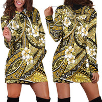 Polynesian Hibiscus Tropical Yellow Floral Hoodie Dress Tribal Pattern LT01 - Polynesian Pride