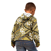 Polynesian Hibiscus Tropical Yellow Floral Kid Hoodie Tribal Pattern - Polynesian Pride