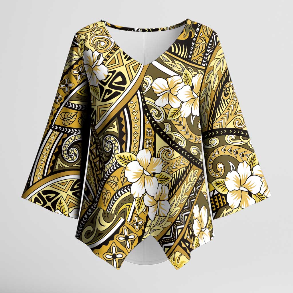 Polynesian Hibiscus Tropical Yellow Floral Kimono Sleeve Blouse Tribal Pattern LT01 Female Yellow - Polynesian Pride