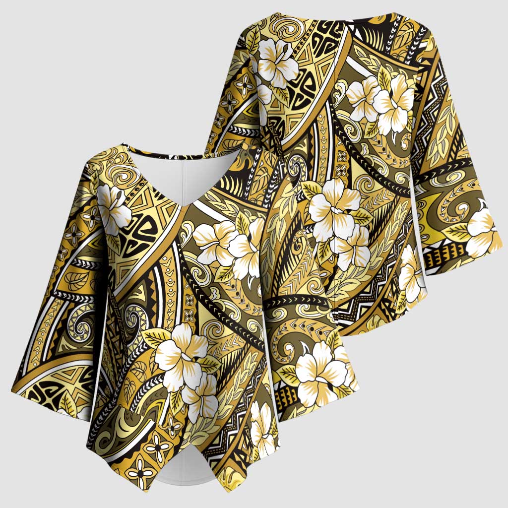 Polynesian Hibiscus Tropical Yellow Floral Kimono Sleeve Blouse Tribal Pattern LT01 - Polynesian Pride