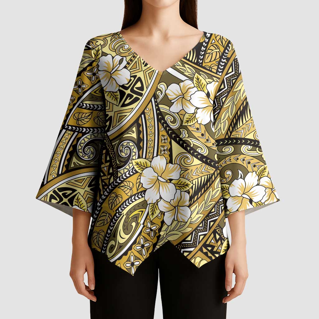 Polynesian Hibiscus Tropical Yellow Floral Kimono Sleeve Blouse Tribal Pattern LT01 - Polynesian Pride