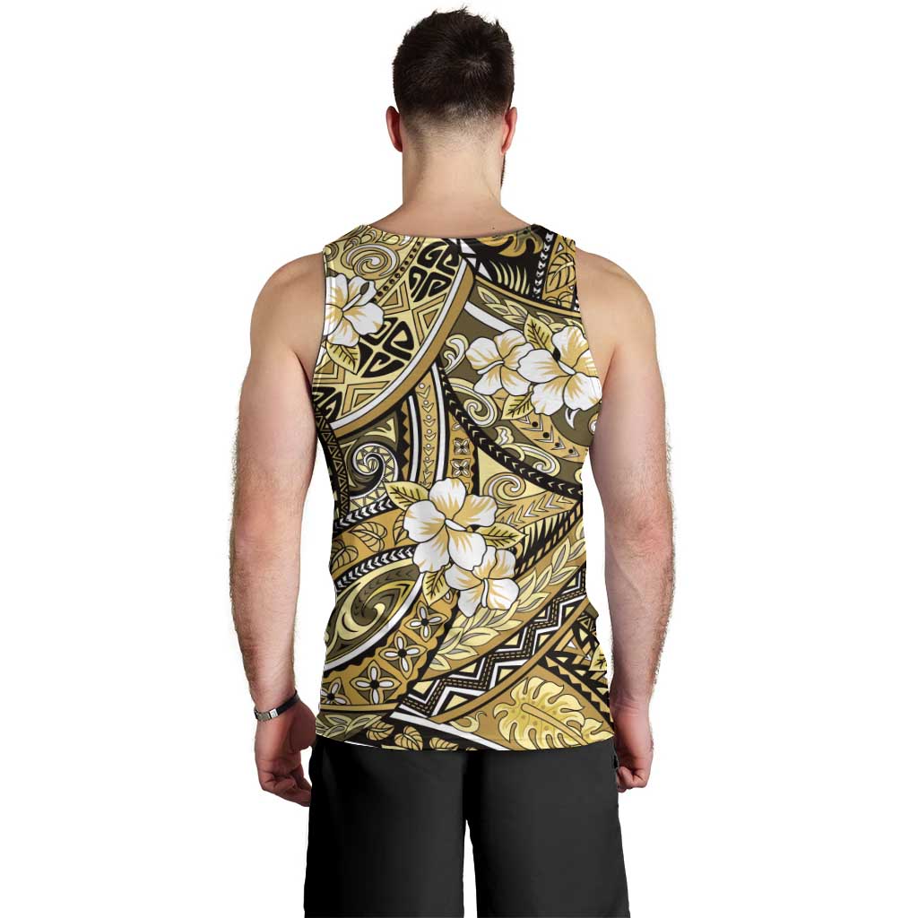 Polynesian Hibiscus Tropical Yellow Floral Men Tank Top Tribal Pattern LT01 - Polynesian Pride