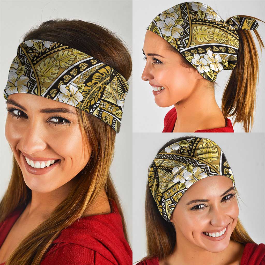 Polynesian Hibiscus Tropical Yellow Floral Neck Gaiter Tribal Pattern - Polynesian Pride