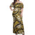 Polynesian Hibiscus Tropical Yellow Floral Off Shoulder Maxi Dress Tribal Pattern - Polynesian Pride