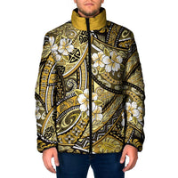 Polynesian Hibiscus Tropical Yellow Floral Padded Jacket Tribal Pattern LT01 Men Yellow - Polynesian Pride