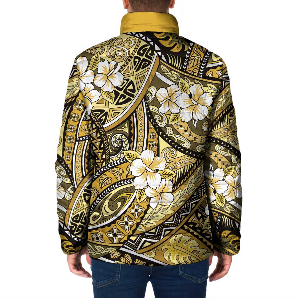 Polynesian Hibiscus Tropical Yellow Floral Padded Jacket Tribal Pattern LT01 - Polynesian Pride