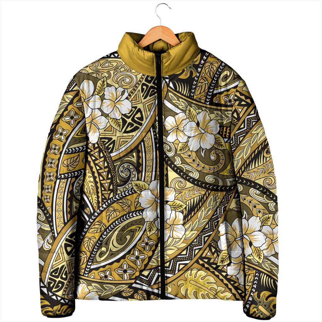 Polynesian Hibiscus Tropical Yellow Floral Padded Jacket Tribal Pattern LT01 - Polynesian Pride