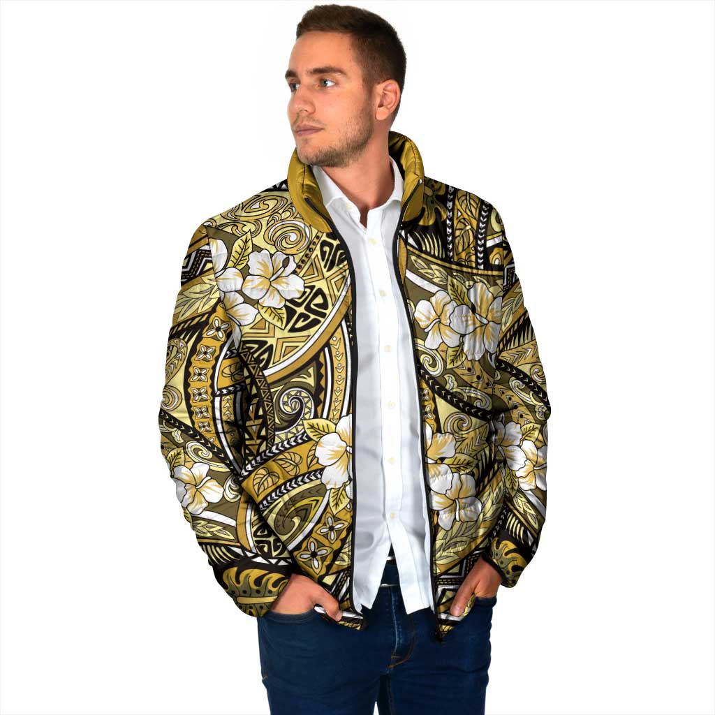 Polynesian Hibiscus Tropical Yellow Floral Padded Jacket Tribal Pattern LT01 - Polynesian Pride