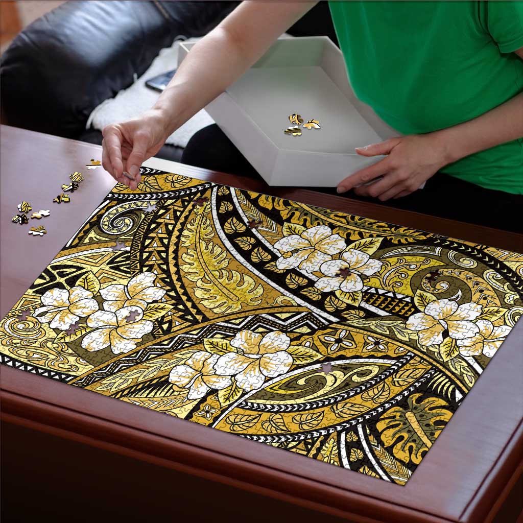 Polynesian Hibiscus Tropical Yellow Floral Puzzle Tribal Pattern LT01 - Polynesian Pride