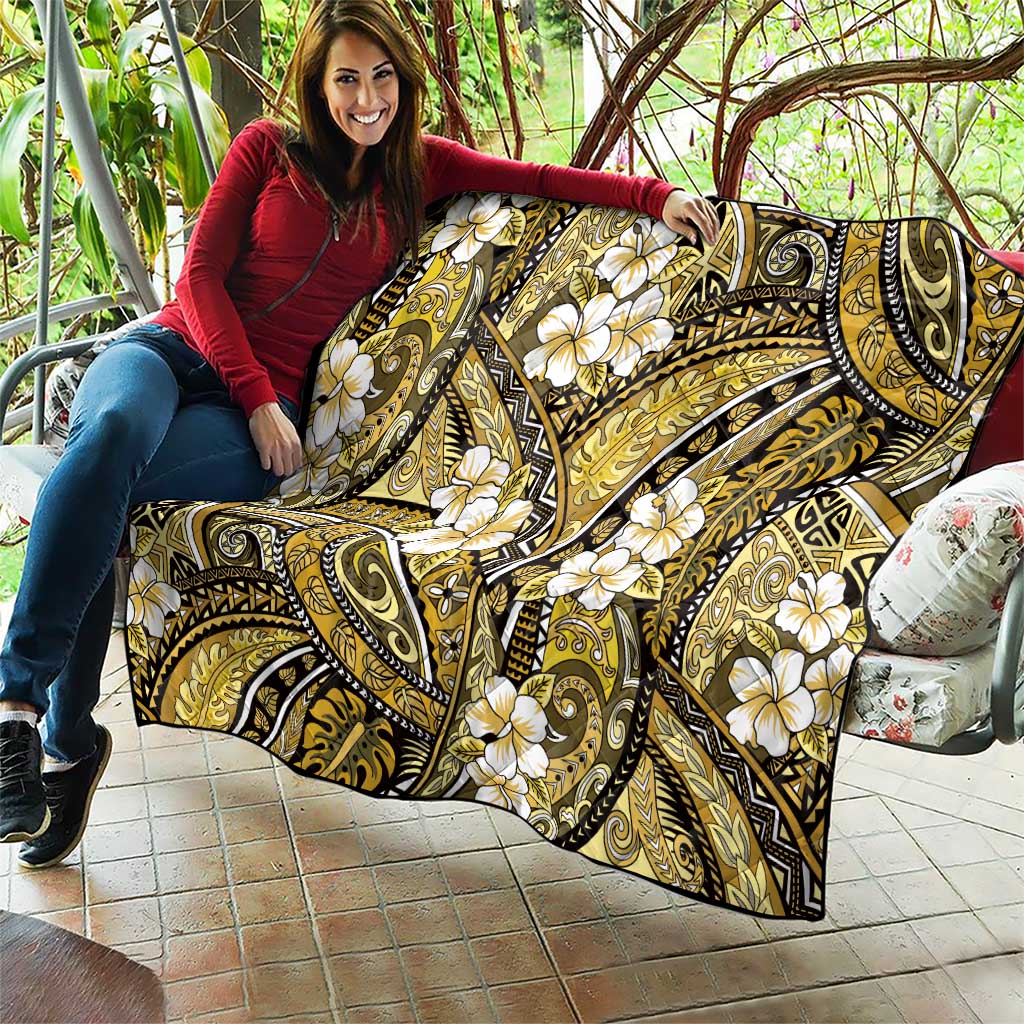Polynesian Hibiscus Tropical Yellow Floral Quilt Tribal Pattern - Polynesian Pride