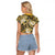 Polynesian Hibiscus Tropical Yellow Floral Raglan Cropped T Shirt Tribal Pattern - Polynesian Pride