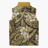 Polynesian Hibiscus Tropical Yellow Floral Sleeveless Puffer Jacket Tribal Pattern LT01 - Polynesian Pride