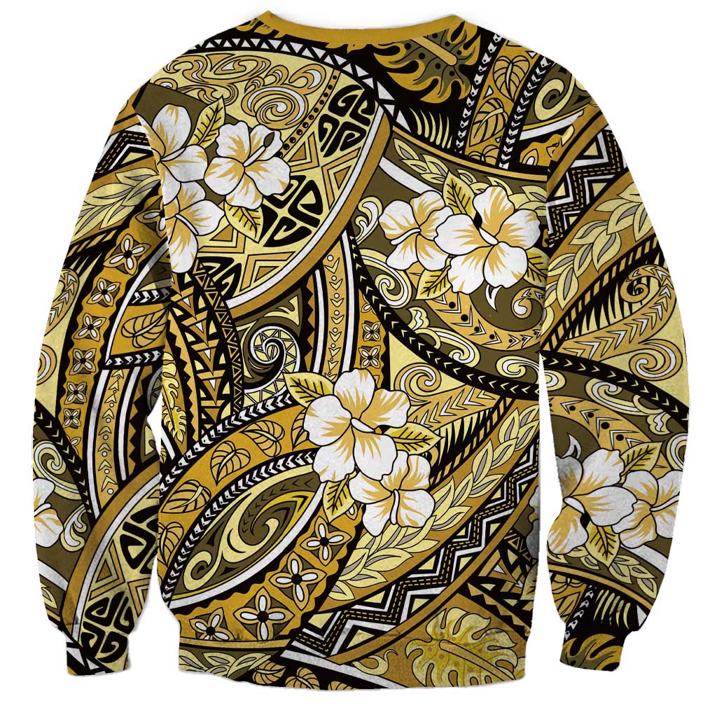 Polynesian Hibiscus Tropical Yellow Floral Sweatshirt Tribal Pattern LT01 - Polynesian Pride