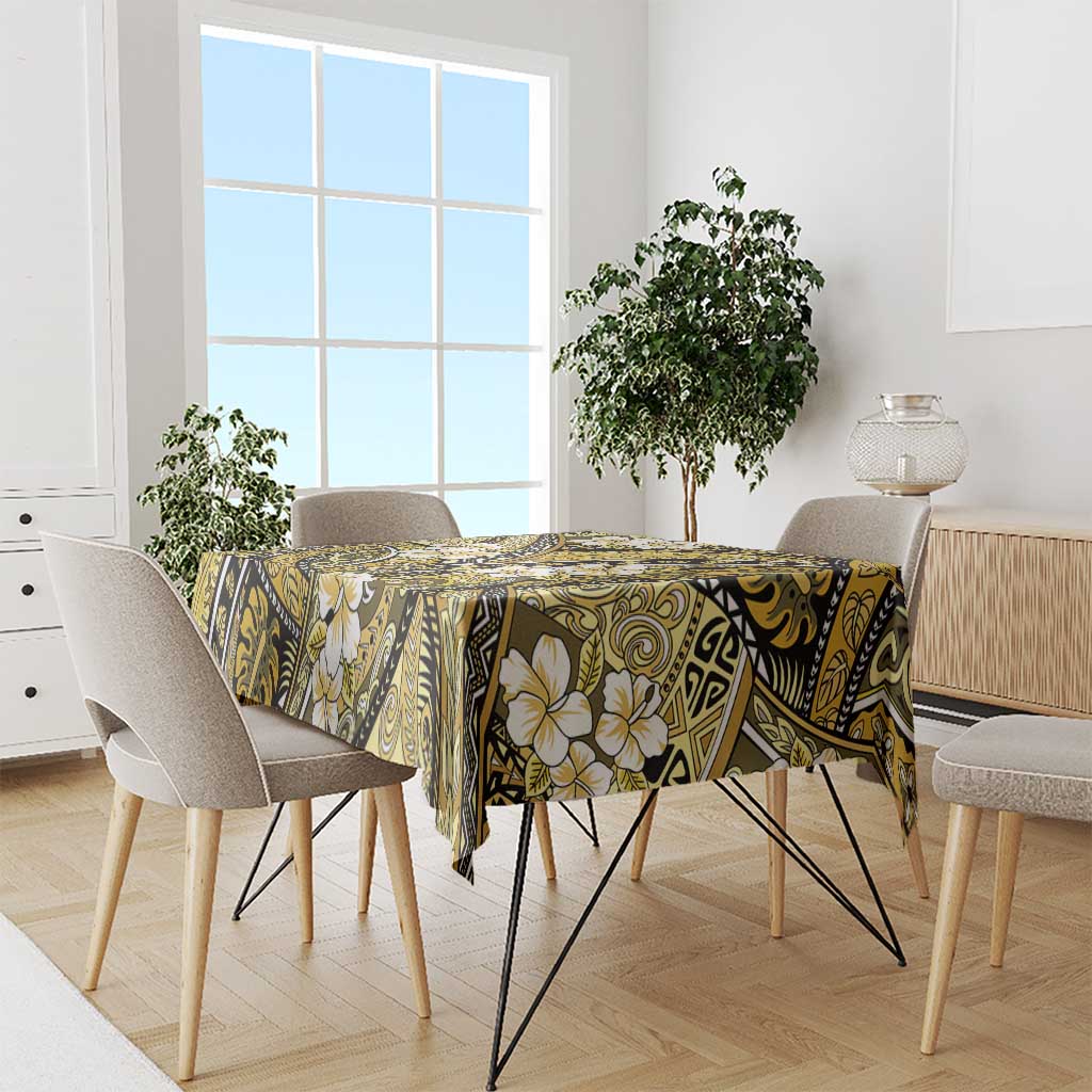 Polynesian Hibiscus Tropical Yellow Floral Tablecloth Tribal Pattern LT01 - Polynesian Pride