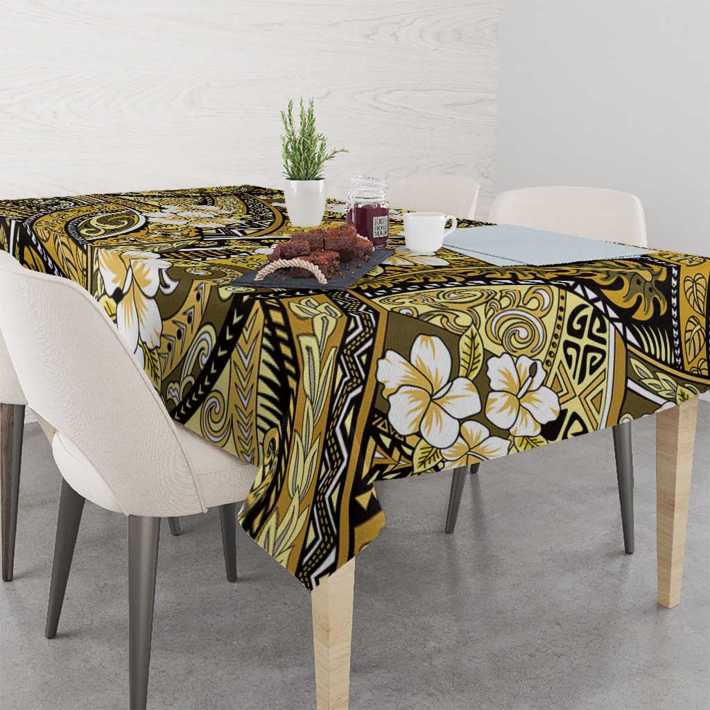 Polynesian Hibiscus Tropical Yellow Floral Tablecloth Tribal Pattern LT01 - Polynesian Pride