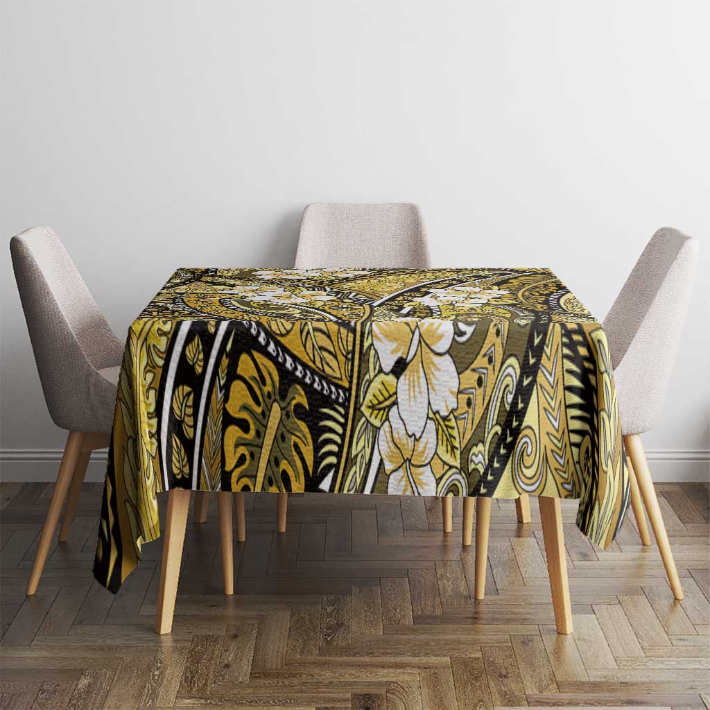 Polynesian Hibiscus Tropical Yellow Floral Tablecloth Tribal Pattern LT01 - Polynesian Pride